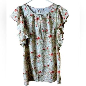 NWT Floral Ruffle Short Sleeve Blouse Size‎ Medium Cottagecore Country Boho